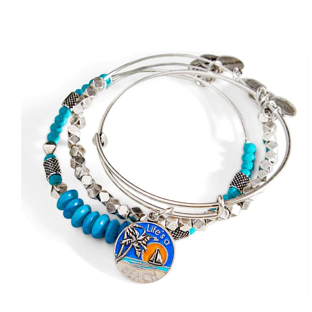 Alex & Ani Life’s A Beach Charm Bangles, Set of 3